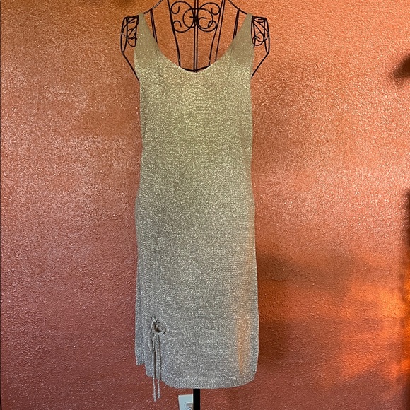 Cupshe Dresses & Skirts - 👗 Large - Cupshe Gold Glitter Lurex Dress Deep V Front and Back Tie Accent / F